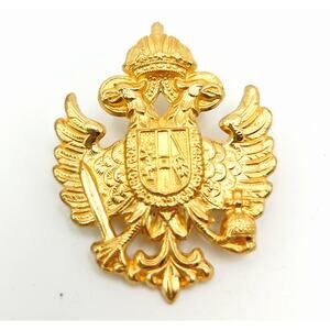 Vintage Gold Tone Coat of Arms Brooch - Sword & Crown Pin